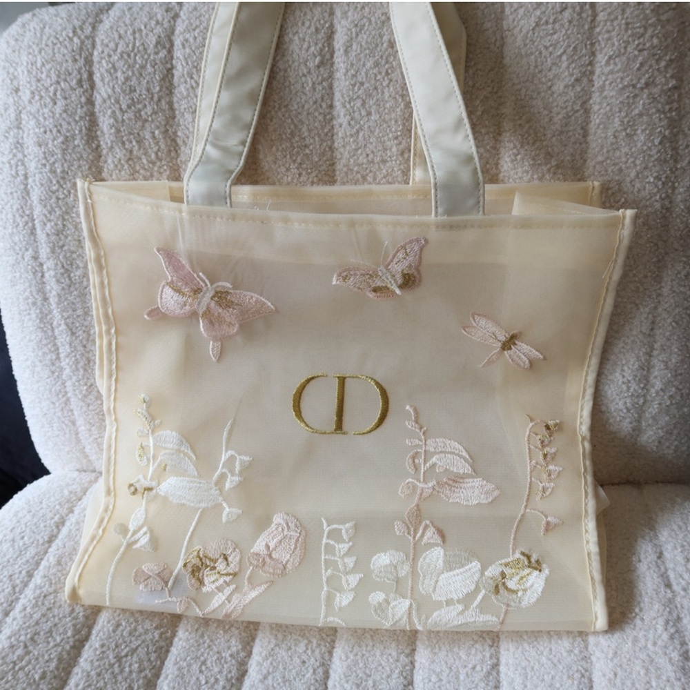 DIOR Butterfly Embroidered Mesh Tote Bag GWP